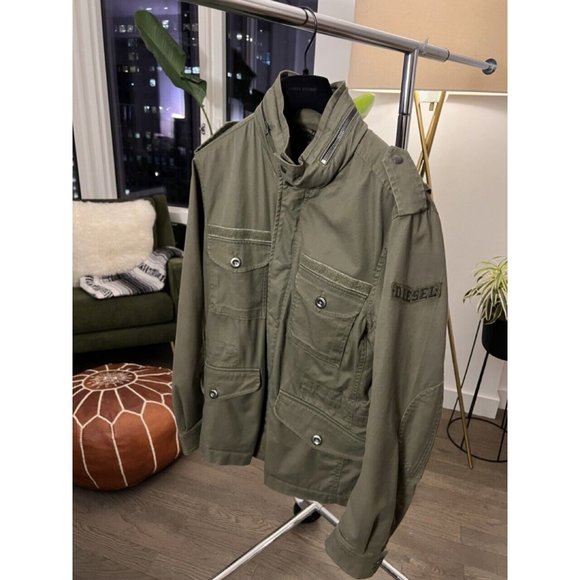 DIESEL MENS J-CHIKA MILITARY JACKET COAT OLIVE GREEN SIZE MEDIUM - Picture 5 of 12